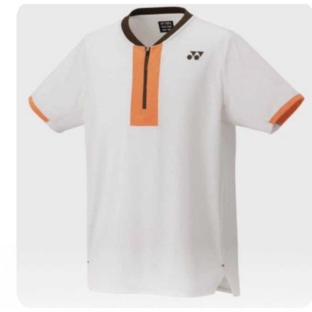 Yonex New York Men’s L White Zip Tennis Pickleball Badminton Shirt (D)
